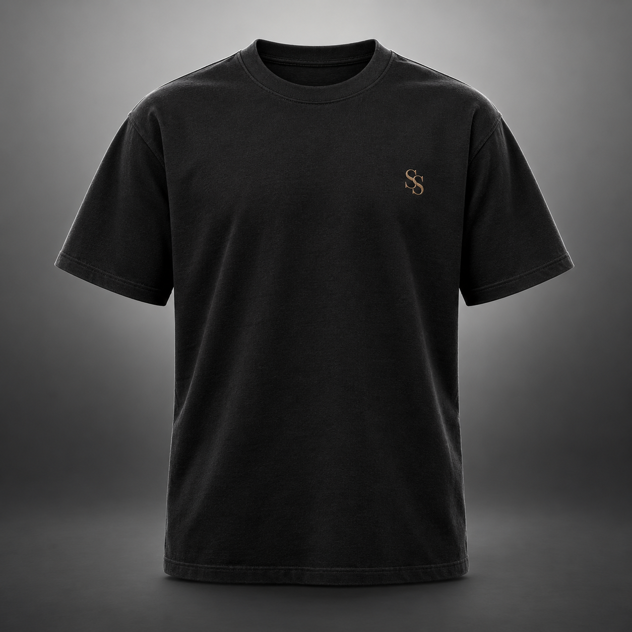 Studio mockup of the black Suppressor Supply Co. T-shirt.